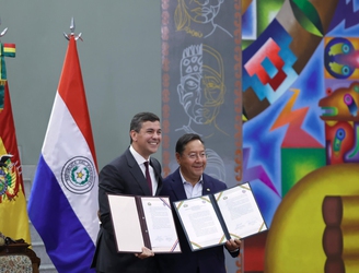 El presidente Santiago Peña, firmó un memorándum de entendimiento con su par boliviano, Luis Arce.