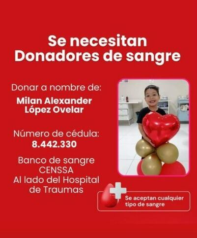 Milan necesita donantes de sangre. Foto: Gentileza