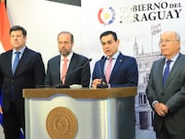 Los cancilleres de Paraguay Brasil mantuvieron una reunión con el presidente Santiago Peña. Foto: Presidencia.
