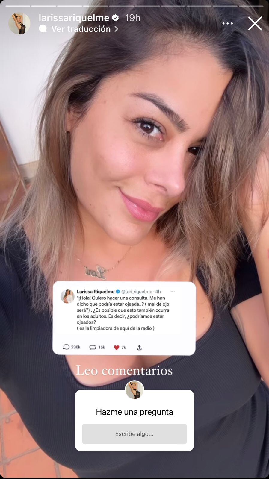 La Nación / ¿Mal de ojo en adultos?, la insólita pregunta de Larissa  Riquelme a sus seguidores